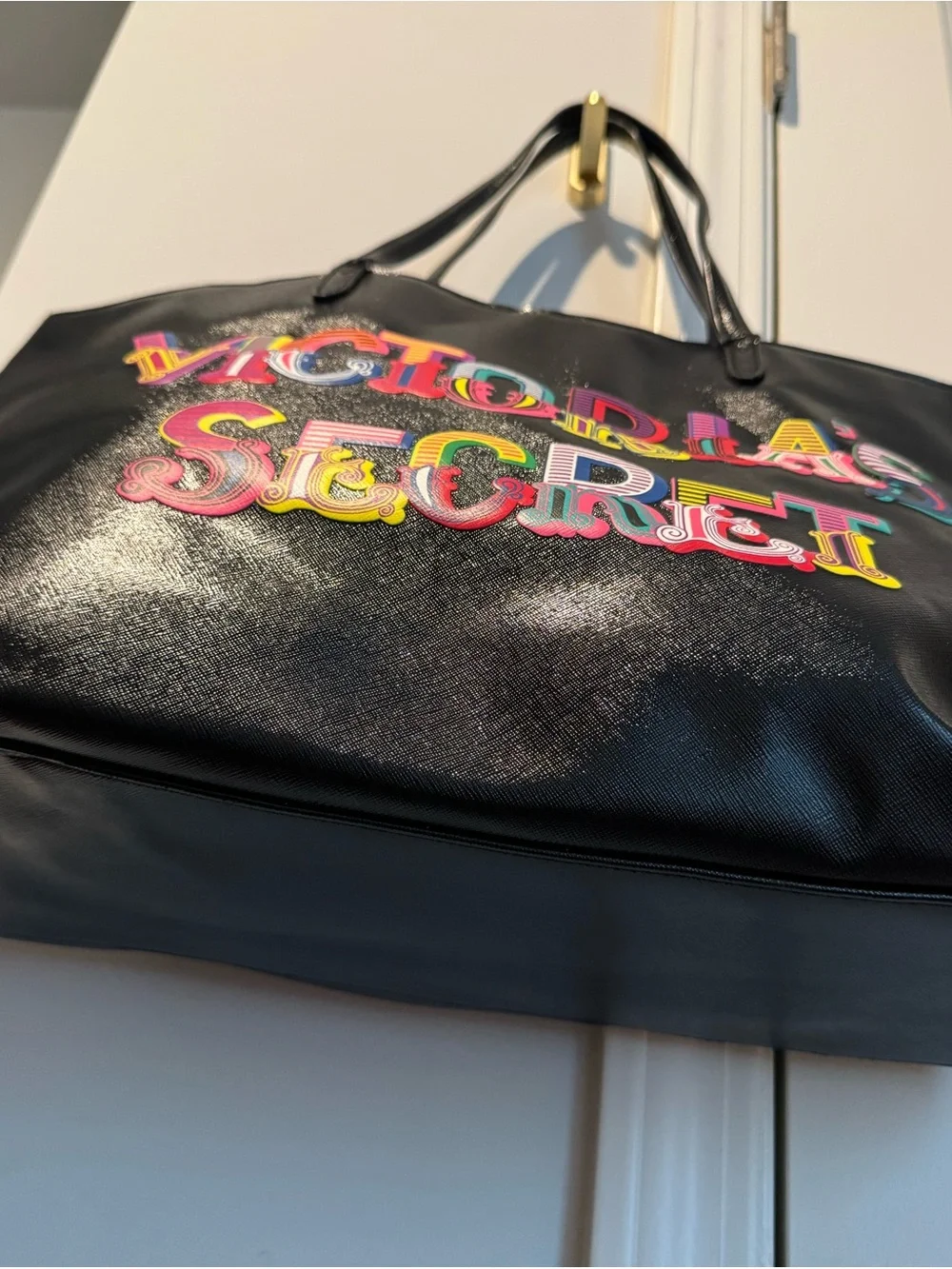 Victoria's Secret Black Tote with Colorful Logo